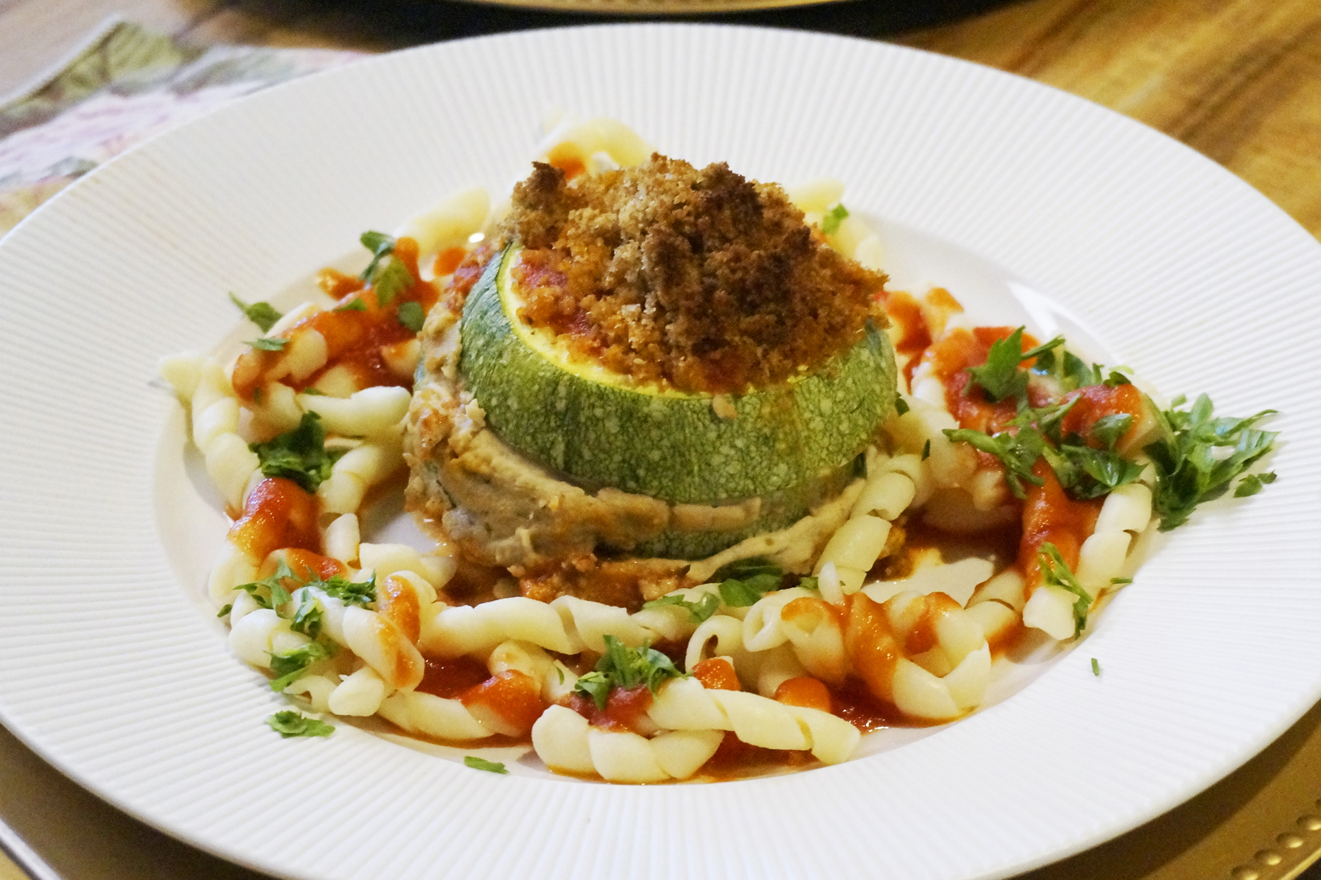 Zucchini Napoleons with Tahini-Nut Cheeze - Jazzy Vegetarian