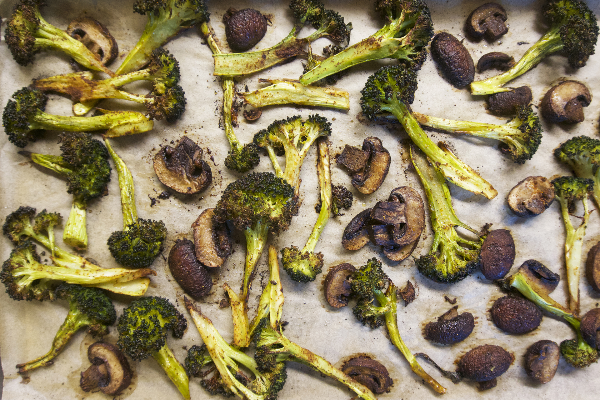 Chili Roasted Broccoli and Mushrooms - Jazzy Vegetarian - Vegan