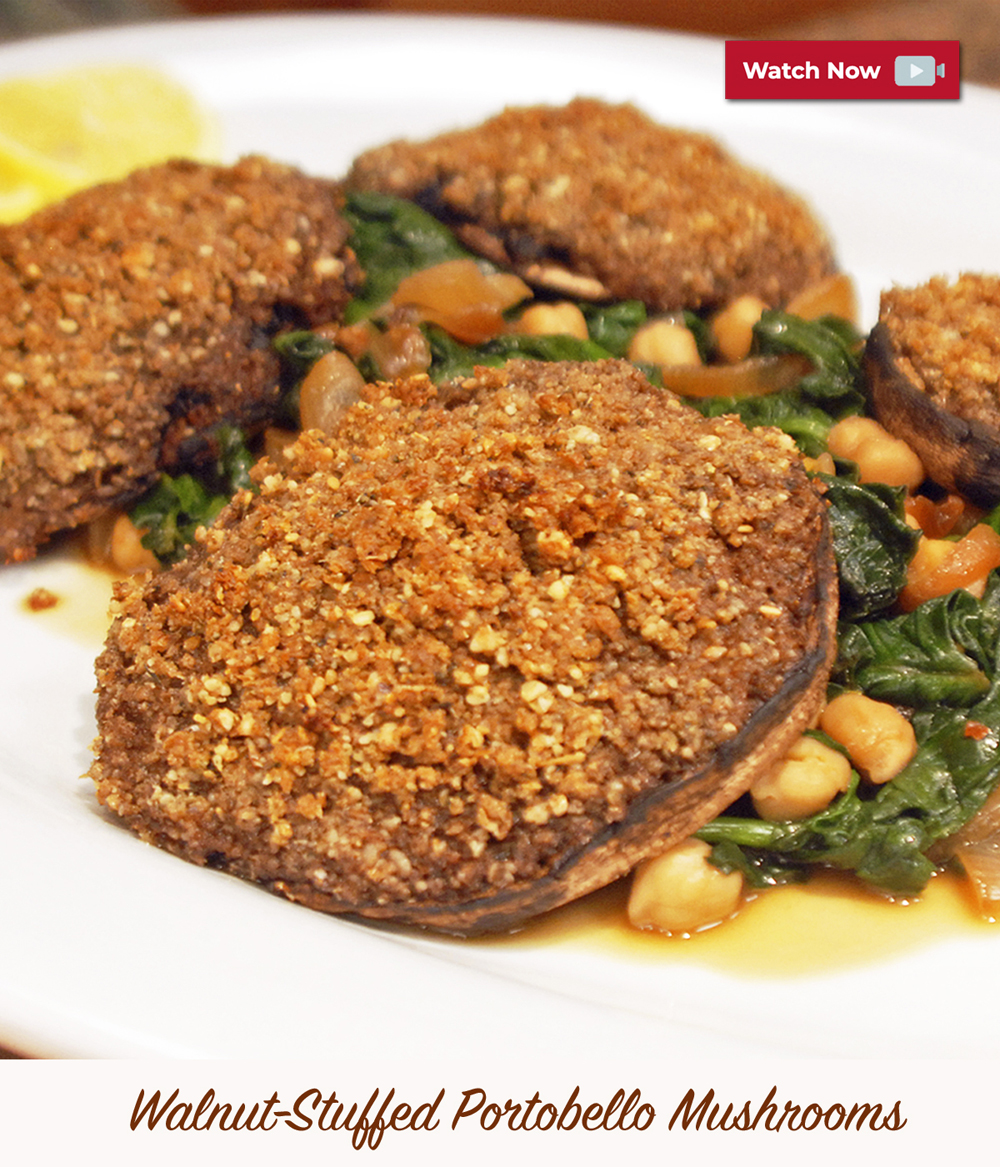 Walnut-Stuffed Portobello Mushrooms - Jazzy Vegetarian - Vegan and